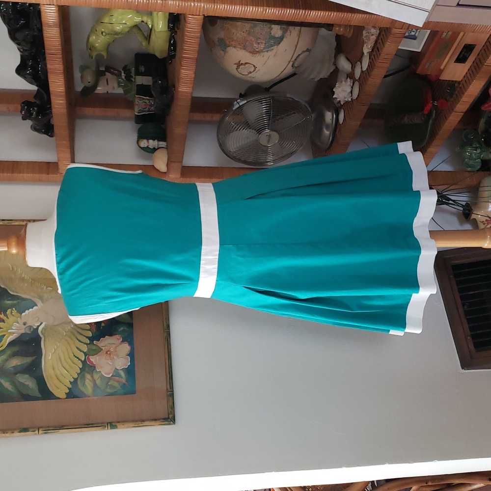 Nadine Milano Teal & White Shift Dress Size 12 - Picture 5 of 11